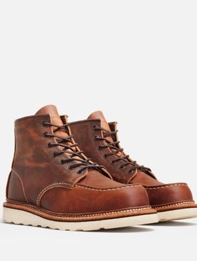 RED WING Men's Brown Leather Moc Toe Work Boots